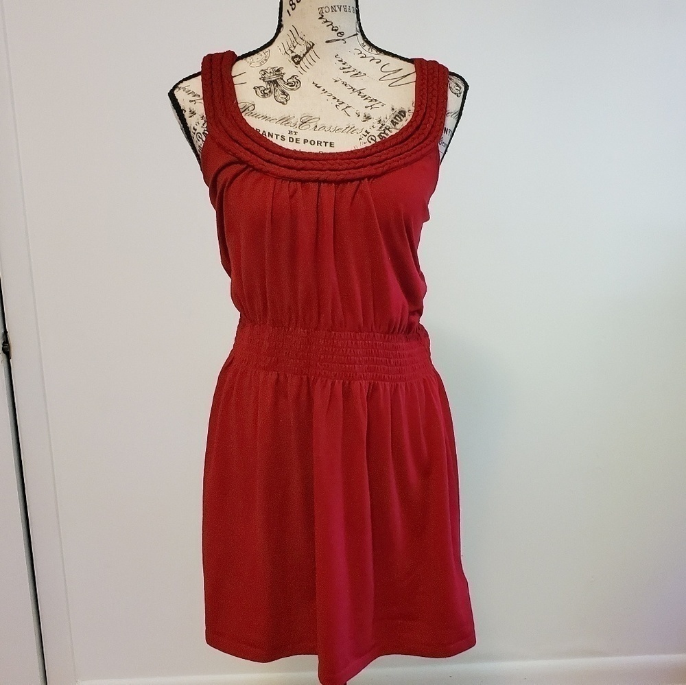 Chic red cross back dress